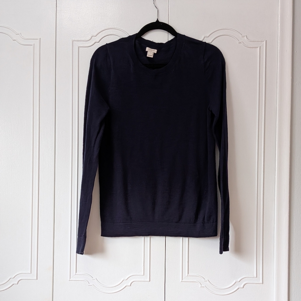 J. Crew Navy Crewneck Long-Sleeve Sweater